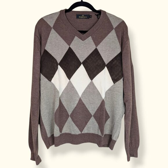 Bugatchi Wool/Silk Brown Argyle Sweater - Picture 4 of 7